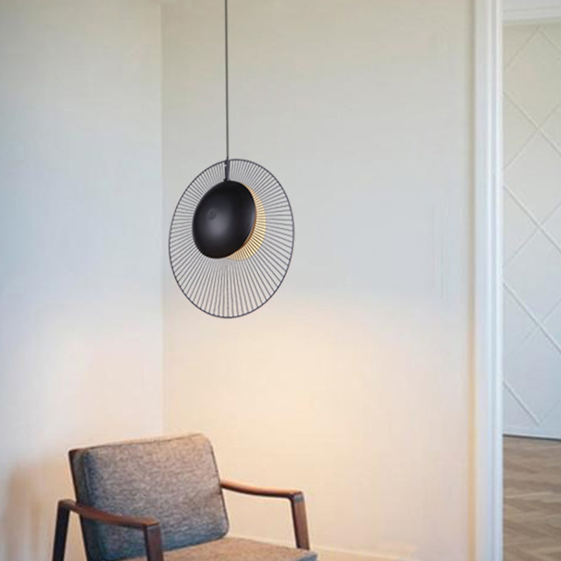 Simple Round Metal Hanging Light In Black - 14/18 Wide 1 Drop Pendant For Dining Room / 14