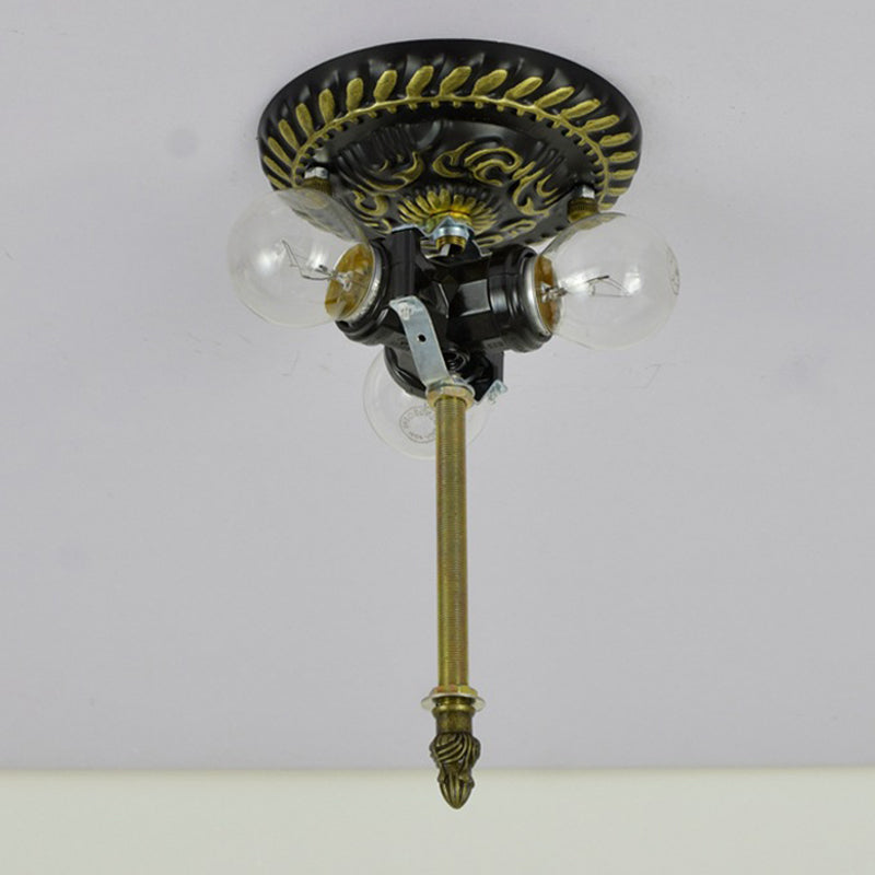 Tiffany-Style Dragonfly Cut Glass Ceiling Lamp - Bronze Flush Mount With 3 Heads Elegant Light