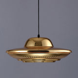 Gold Metal Saucer Pendant Light Modern 1-Light Kit For Dining Room 16/18 Wide