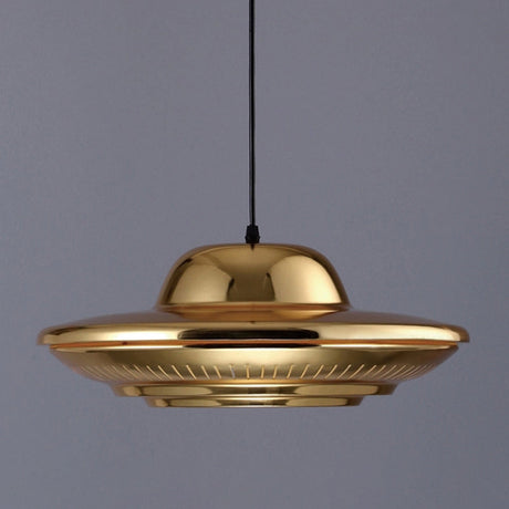 Gold Metal Saucer Pendant Light Modern 1-Light Kit For Dining Room 16/18 Wide