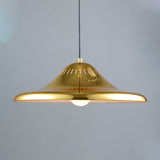 Gold Metal Saucer Pendant Light Modern 1-Light Kit For Dining Room 16/18 Wide