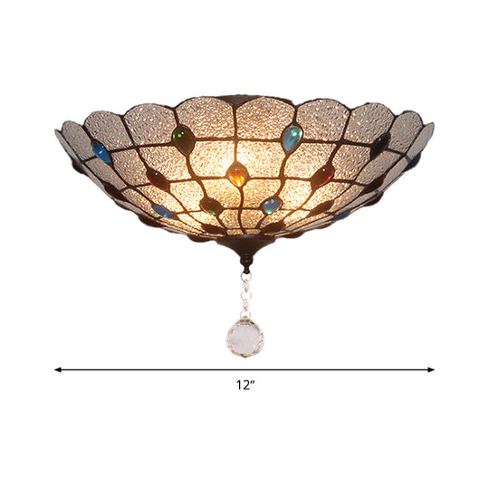 Clear Bubble Glass Flush Mount Tiffany Ceiling Lighting – Jeweled 2/3/4 Lights Ideal For Dining