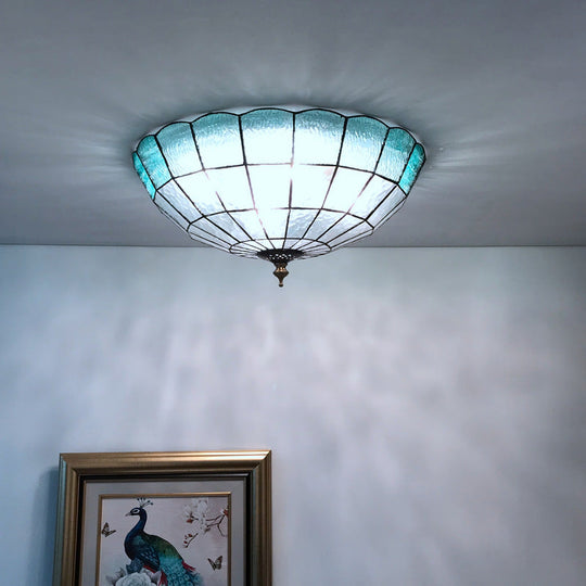 Baroque Blue Glass Ceiling Flush Mount Lighting Fixture - 2/3/4 Lights 12’/16’/19.5’ Wide / 12’