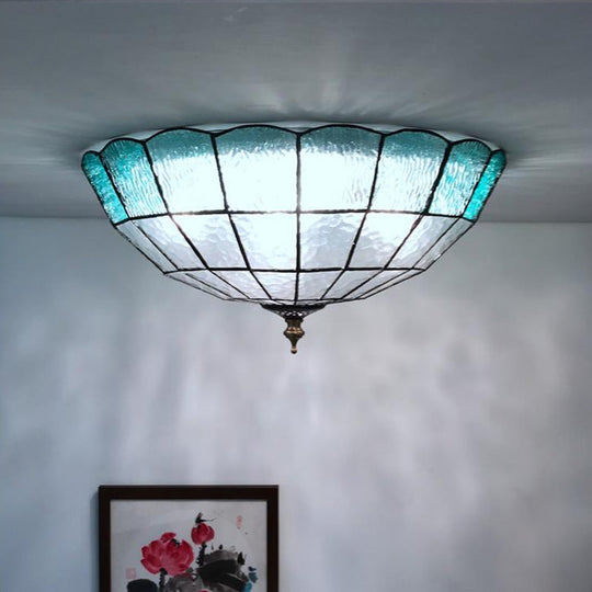 Baroque Blue Glass Ceiling Flush Mount Lighting Fixture - 2/3/4 Lights 12’/16’/19.5’ Wide