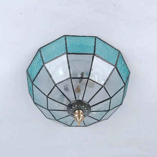 Baroque Blue Glass Ceiling Flush Mount Lighting Fixture - 2/3/4 Lights 12’/16’/19.5’ Wide