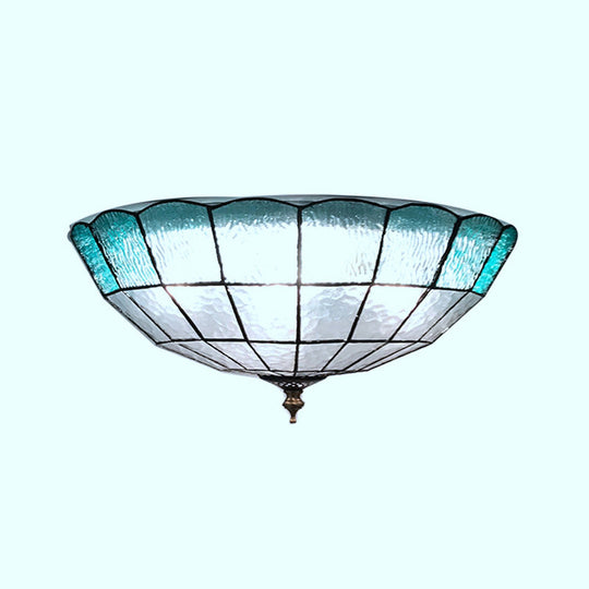 Baroque Blue Glass Ceiling Flush Mount Lighting Fixture - 2/3/4 Lights 12/16/19.5 Wide