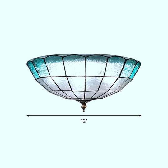 Baroque Blue Glass Ceiling Flush Mount Lighting Fixture - 2/3/4 Lights 12’/16’/19.5’ Wide