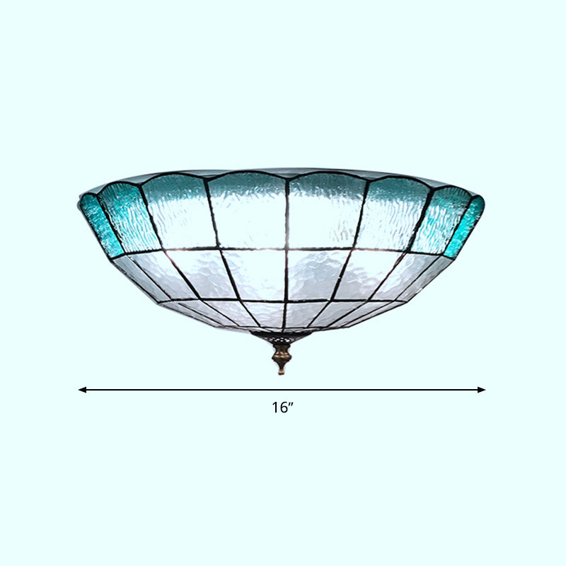 Baroque Blue Glass Ceiling Flush Mount Lighting Fixture - 2/3/4 Lights 12/16/19.5 Wide