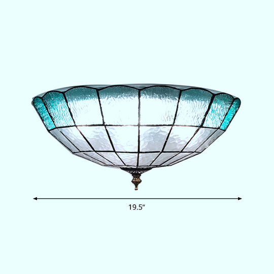 Baroque Blue Glass Ceiling Flush Mount Lighting Fixture - 2/3/4 Lights 12’/16’/19.5’ Wide