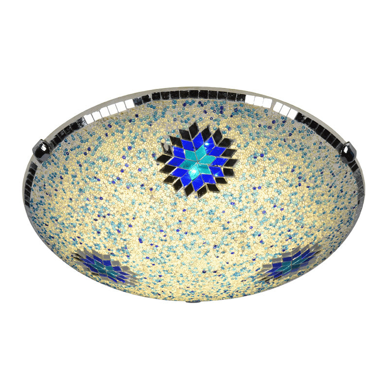 Baroque Stained Glass Flushmount Lighting - Yellow & Blue 2/3/4 Light 12/16/19.5 Wide
