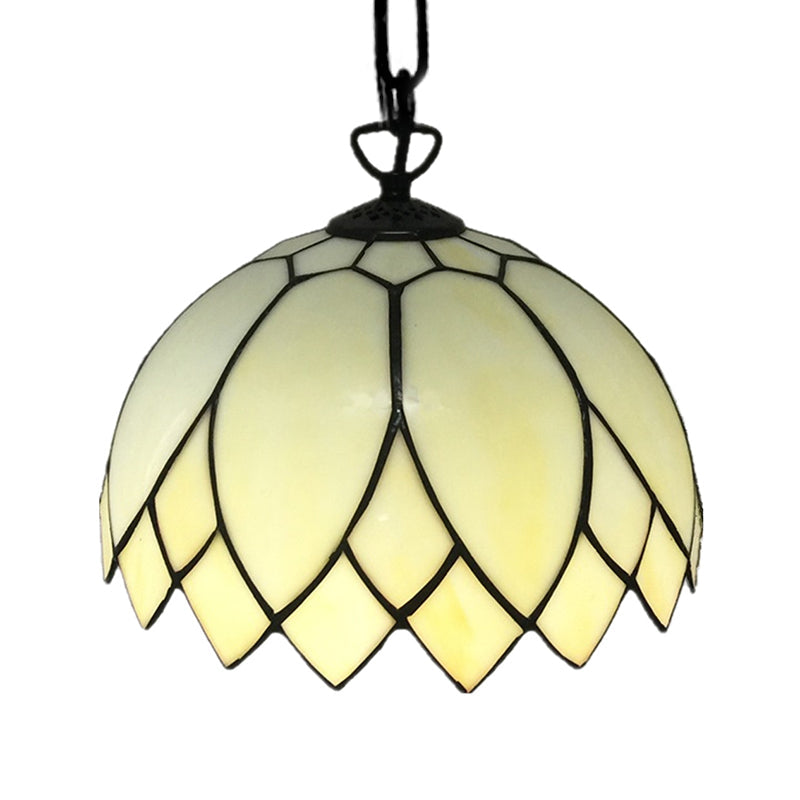 Baroque Black Pendant Lighting With Blossom Beige Glass Shade - Stylish Kitchen Ceiling Fixture