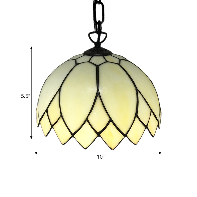 Baroque Black Pendant Lighting With Blossom Beige Glass Shade - Stylish Kitchen Ceiling Fixture