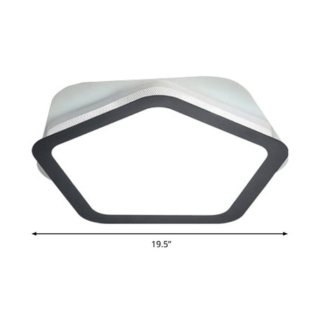 Modern Acrylic Led Pentagon Flush Light For Bedroom - White Or Warm Options