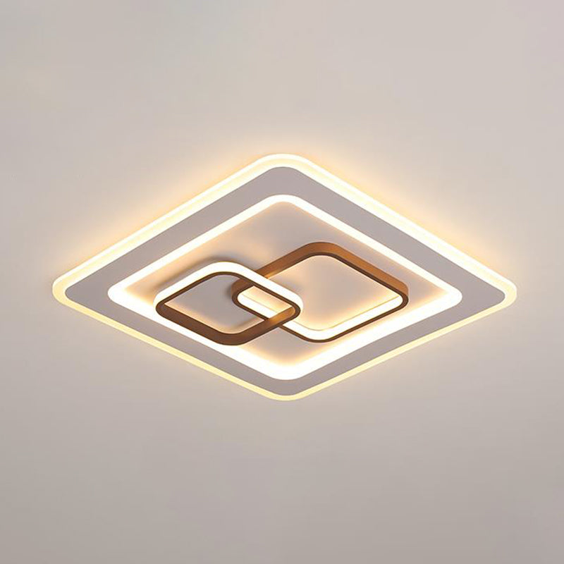Contemporary Led Bedroom Flush Mount Lamp In White - Acrylic Square Design