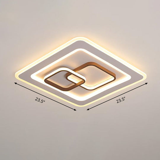 Contemporary Led Bedroom Flush Mount Lamp In White - Acrylic Square Design