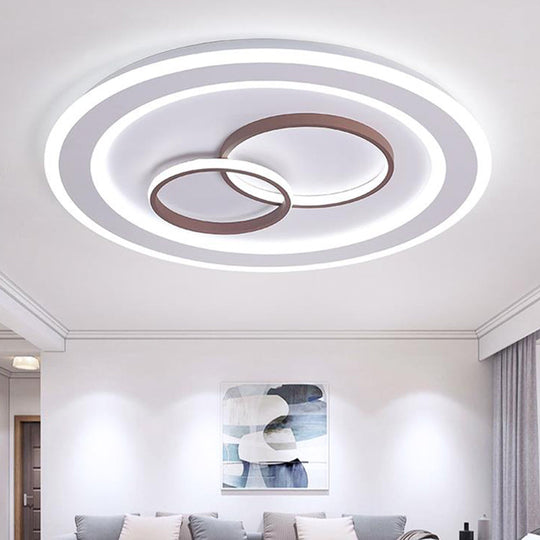 Minimalist Acrylic Led Bedroom Ceiling Lamp In White - 24.5/31 Wide Circle Flush Mount Lighting