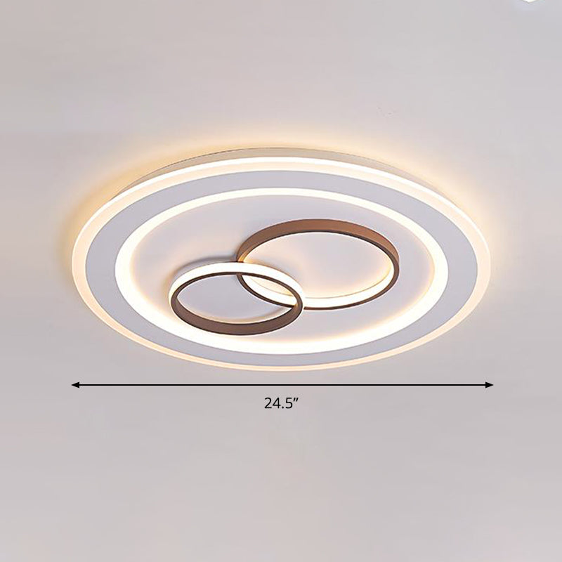 Minimalist Acrylic Led Bedroom Ceiling Lamp In White - 24.5/31 Wide Circle Flush Mount Lighting