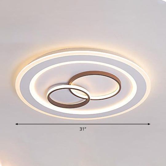 Minimalist Acrylic Led Bedroom Ceiling Lamp In White - 24.5’/31’ Wide Circle Flush Mount Lighting