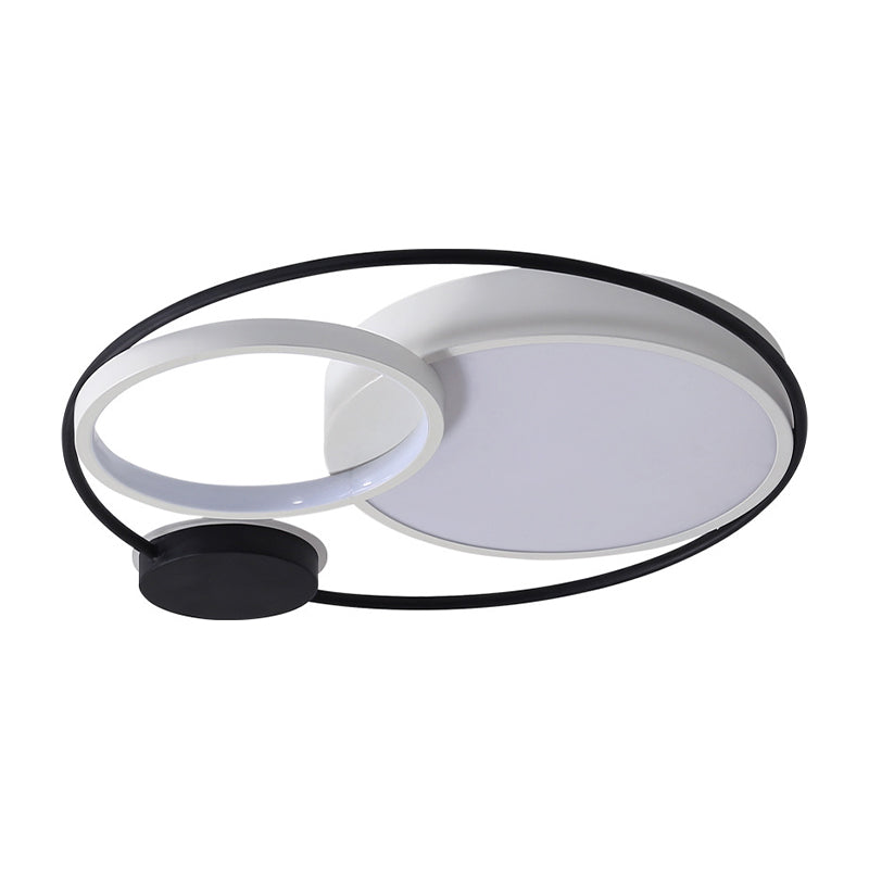 Contemporary Flush Mount Ceiling Light In Black And White - Acrylic Round Led Fixture
