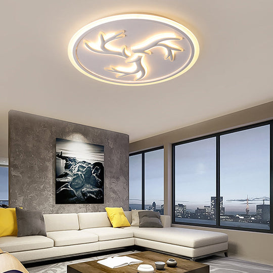 Minimalist Led White Flushmount Light Fixture For Living Room