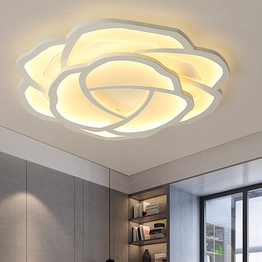 16.5/20.5 Acrylic Flush Mount Led Flower Ceiling Lamp - Modern Style White/Warm Light White / 16.5
