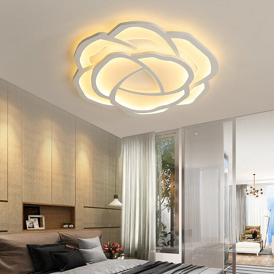 16.5/20.5 Acrylic Flush Mount Led Flower Ceiling Lamp - Modern Style White/Warm Light