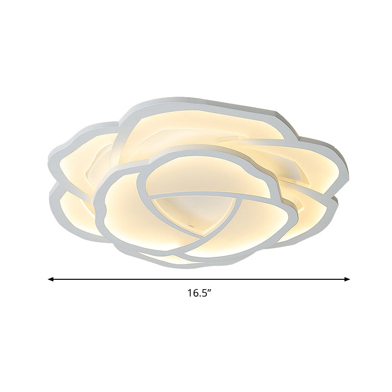 16.5/20.5 Acrylic Flush Mount Led Flower Ceiling Lamp - Modern Style White/Warm Light