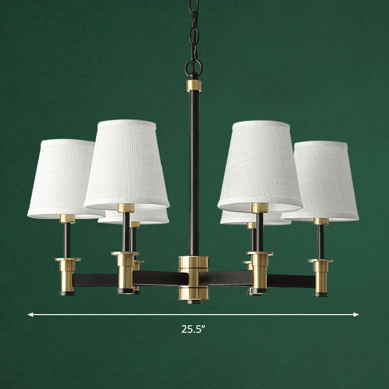 Contemporary 6/8-Light Fabric Barrel Pendant Chandelier - White Hanging Light For Living Room