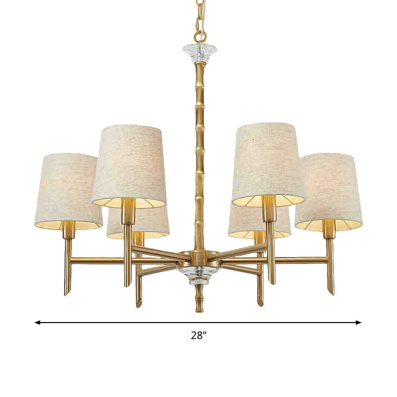 Modern Brass Fabric 6-Light Chandelier Pendant Kit For Living Room