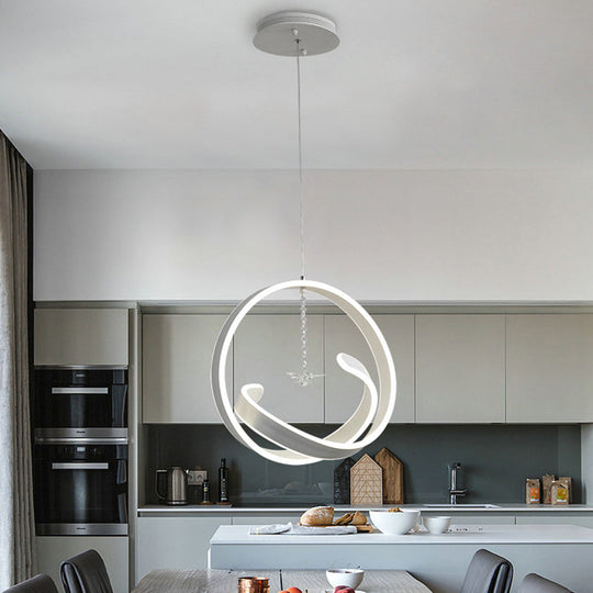 Minimalistic Twist Hanging Led Chandelier Pendant Light - Simple Style Acrylic Warm/White