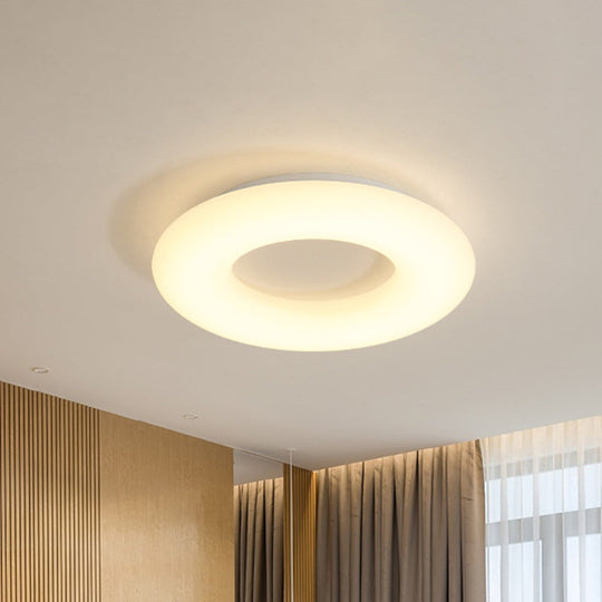 18’/23.5’ Modern Led White Doughnut Acrylic Flush Mount Ceiling Lamp
