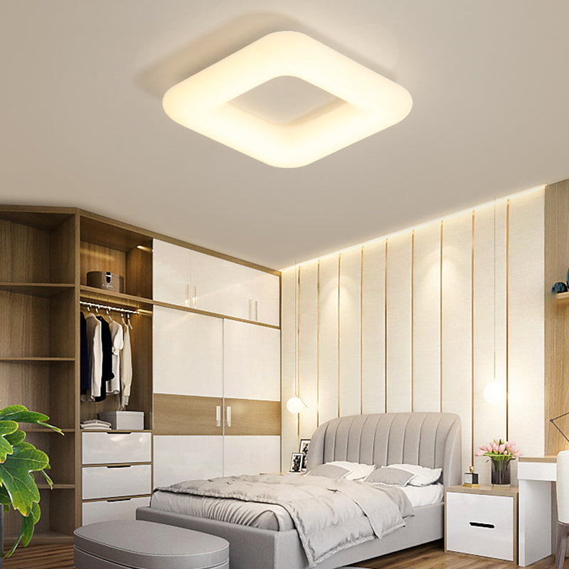 Modern White Led Ceiling Lamp For Bedroom - Acrylic Square Flush Mount Available In 3 Sizes