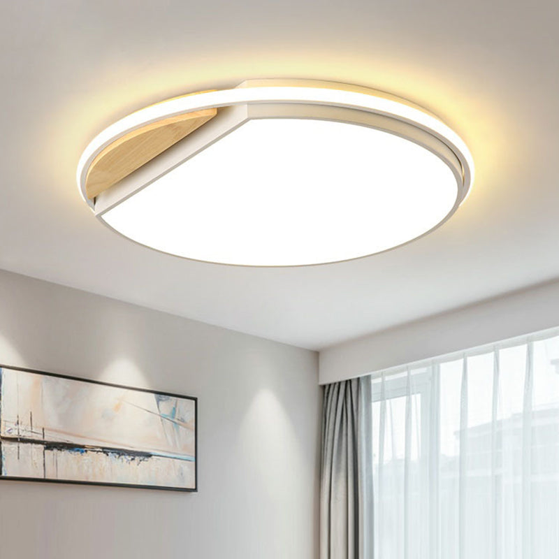 Circular Flush Mount Led Ceiling Light Fixture - Modern Acrylic Design 16.5’ Wide White/3 Color