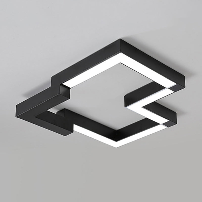 Modern Metal Geometric Ceiling Light | 19.5’/25.5’ Wide Black/White Led Flush Mount Warm/White