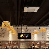 Modern Dome Bamboo Pendant Lighting 1 Light Ceiling Lamp - 14’/19.5’ Diameter Beige Dining Room