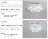 Modern Led Ceiling Lights Fixtures For Living Room White K9 Crystal Home Bedroom Lamp With Remote