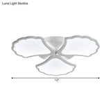 3/5/9 - Light Led Flush Ceiling Light With Ginkgo Leaf Acrylic Shade - White Lighting Fixture In