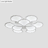3/5/9 - Light Led Flush Ceiling Light With Ginkgo Leaf Acrylic Shade - White Lighting Fixture In