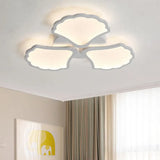 3/5/9 - Light Led Flush Ceiling Light With Ginkgo Leaf Acrylic Shade - White Lighting Fixture In