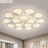 3/5/9 - Light Led Flush Ceiling Light With Ginkgo Leaf Acrylic Shade - White Lighting Fixture In