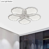3/5/9 - Light Led Flush Ceiling Light With Ginkgo Leaf Acrylic Shade - White Lighting Fixture In