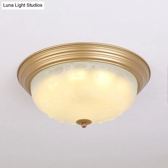3 - Light Frosted Glass Flush Ceiling Light - Colonial Dome Style Ideal For Bedroom Flushmount