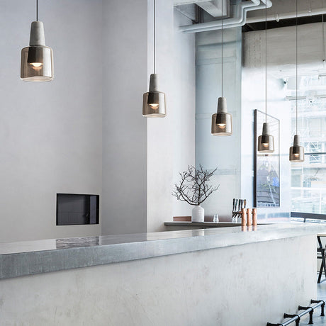 Smoke Gray Glass Urn Pendant Light: Contemporary Bedroom Lighting Fixture
