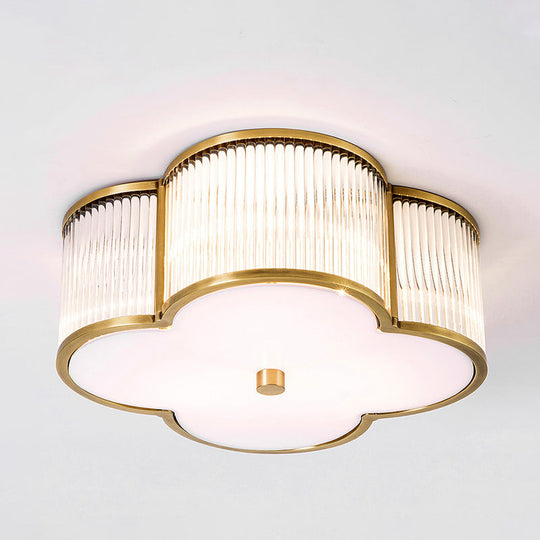 Traditional Gold Crystal Ceiling Mounted Fixture - 4 - Light Flush Mount Spotlight