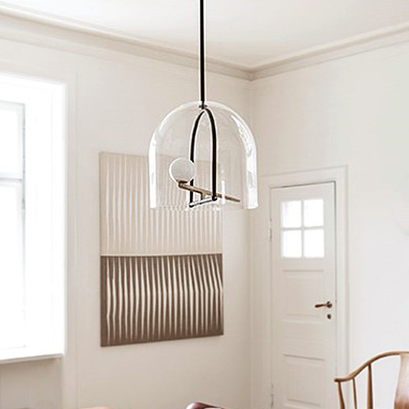 Clear Glass Ceiling Light Fixture - Modern Cylindrical Design For Living Room