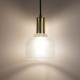 Modern Amber/Clear Glass Dome Pendant Light - Stylish Lighting For Living Rooms