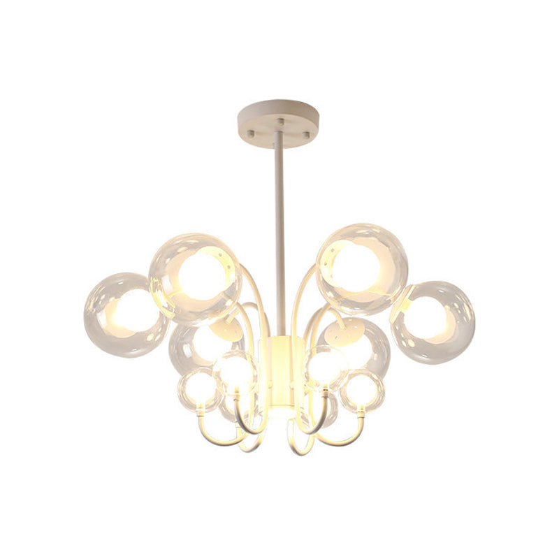 12-Head Modernist Led Chandelier With Clear Glass Shade For Living Room Lighting