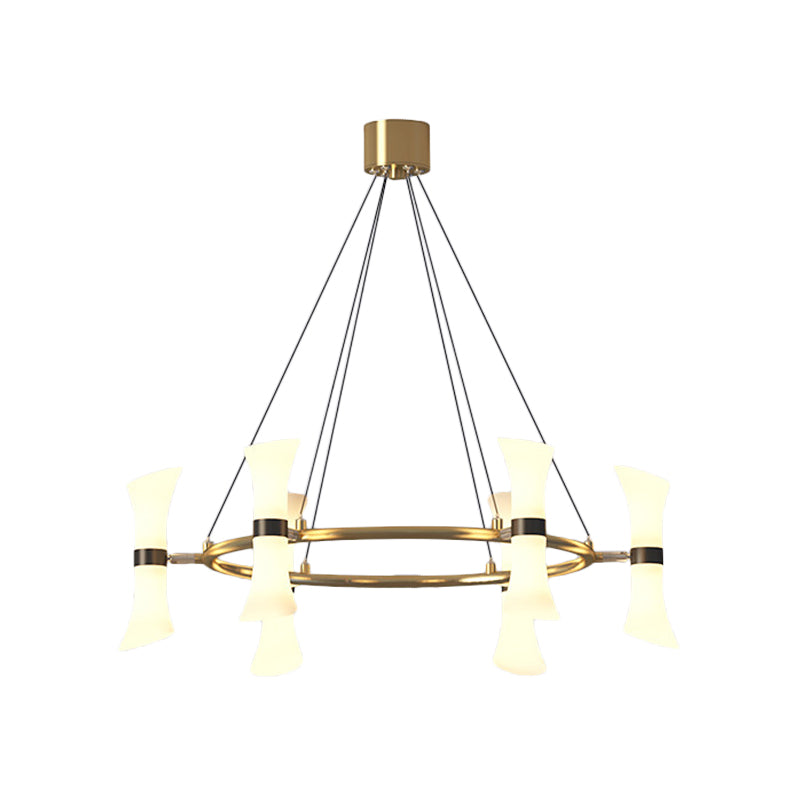 Modern 6-Head Gold Chandelier With Frosted Glass Shade