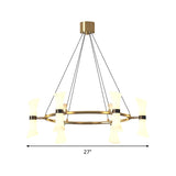 Modern 6-Head Gold Chandelier With Frosted Glass Shade - Stylish Flared Ceiling Suspension Lamp
