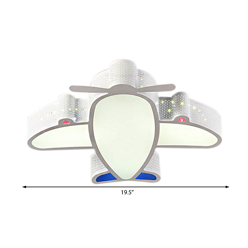Led Cartoon Ceiling Lamp For Boys Bedroom - Acrylic And Metal Plane Flush Mount Light With